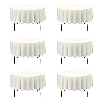 6 Pack Ivory Round Tablecloths 70 Inch - Circle Bulk Linen Polyester Fabric Washable Table Clothes Cover for Wedding Reception Banquet Birthday Party Buffet Restaurant