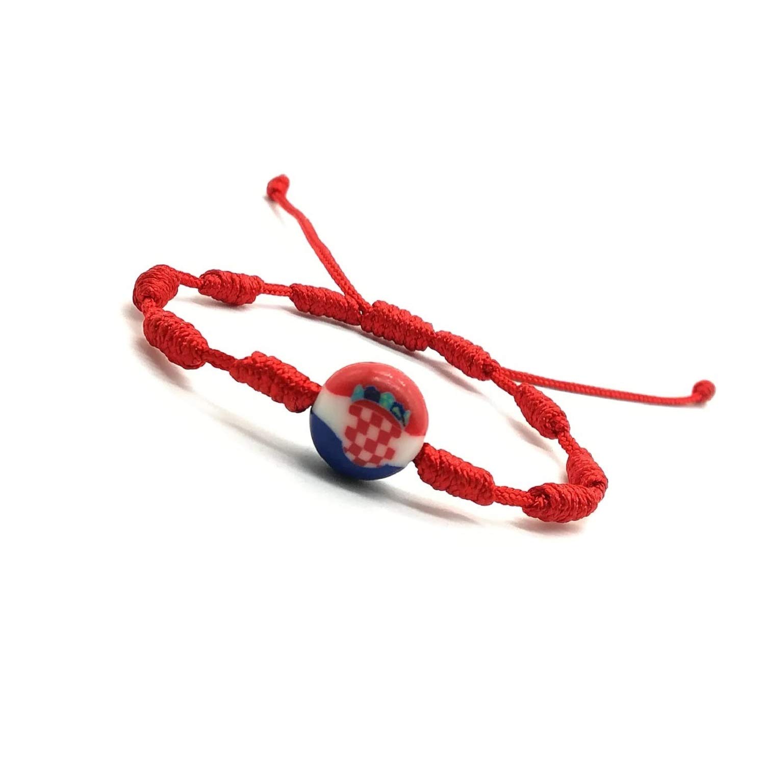 MedjugorjeStoneGifts Adjustable Croatian Flag Charm Bracelet Croatia National Team Sports Soccer Football Patriotic Gift