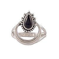 5x8 mm Black Onyx Rings for Women Gemstone Jewelry