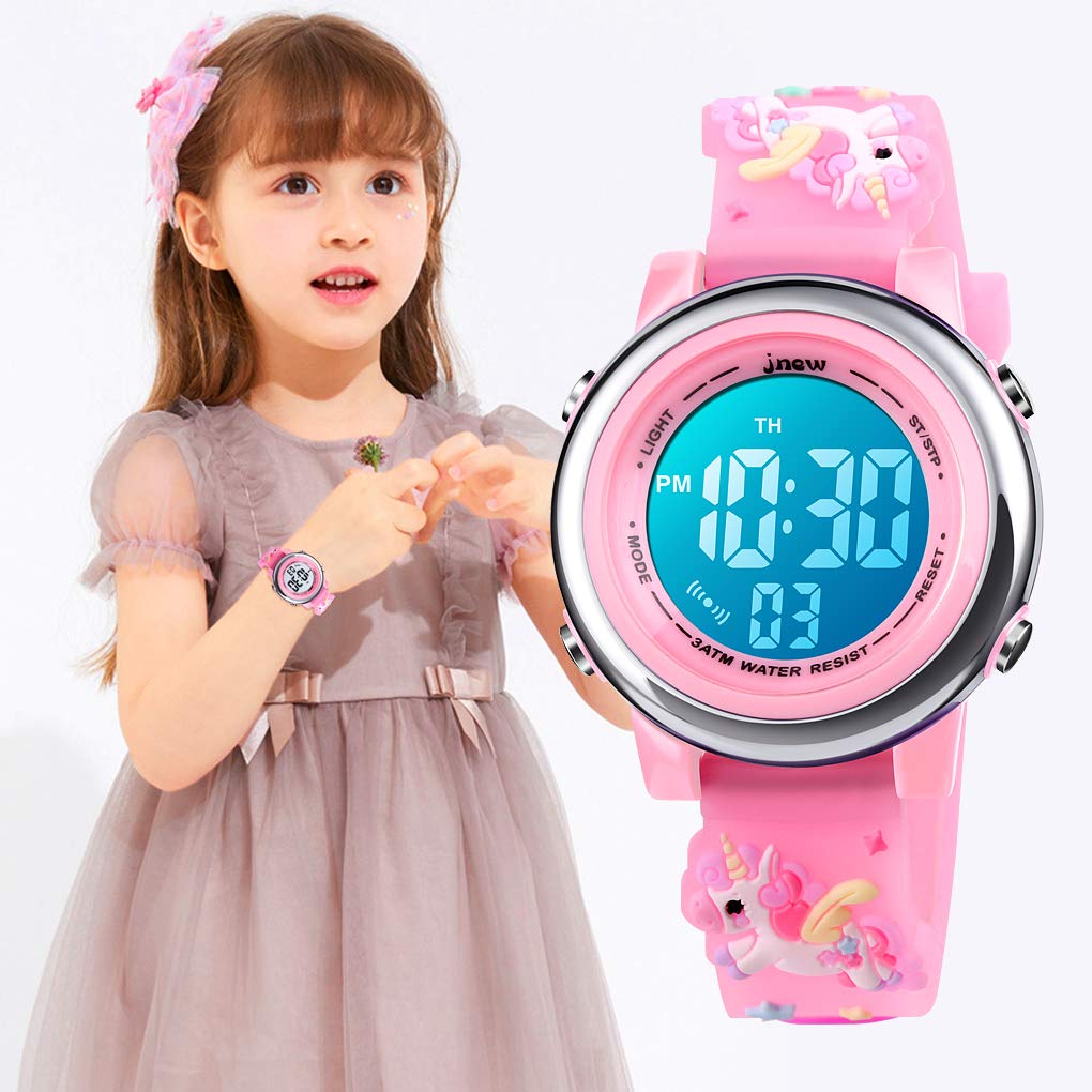 YxiYxi Kids Watches 3D Cute Cartoon Digital 7 Color Lights Toddler Wrist Watch with Waterproof Sports Outdoor LED Alarm Stopwatch Silicone Band for 3-10 Year Boys Girls Little Child