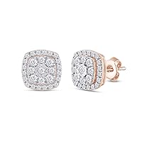 AFFY 1/4 Carat (Cttw) Round Cut Natural Diamond Miracle Setting Cluster Stud Earrings In 14K Gold Over Sterling Silver (J-K Color, I2-I3 Clarity, 0.25 Cttw)