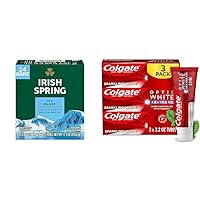 Irish Spring Icy Blast Bar Soap for Men, Mens Soap, Smell Fresh and Clean 12 Hours, Men Bars Washing & Colgate Optic White Advanced Teeth Whitening Toothpaste, 2% Hydrogen Peroxide Toothpaste