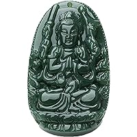 Women's Pendant Necklaces and Men's Necklaces Real Grade A Certified Hotan green Jade Pure natural Green jade Kwan-yin Bodhisattva Buddha Pendant Guanyin Buddha Necklaces S