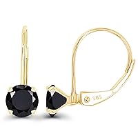 14k Gold Plated 925 Sterling Silver 5mm Round Hypoallergenic Genuine Birthstone Leverback Earrings