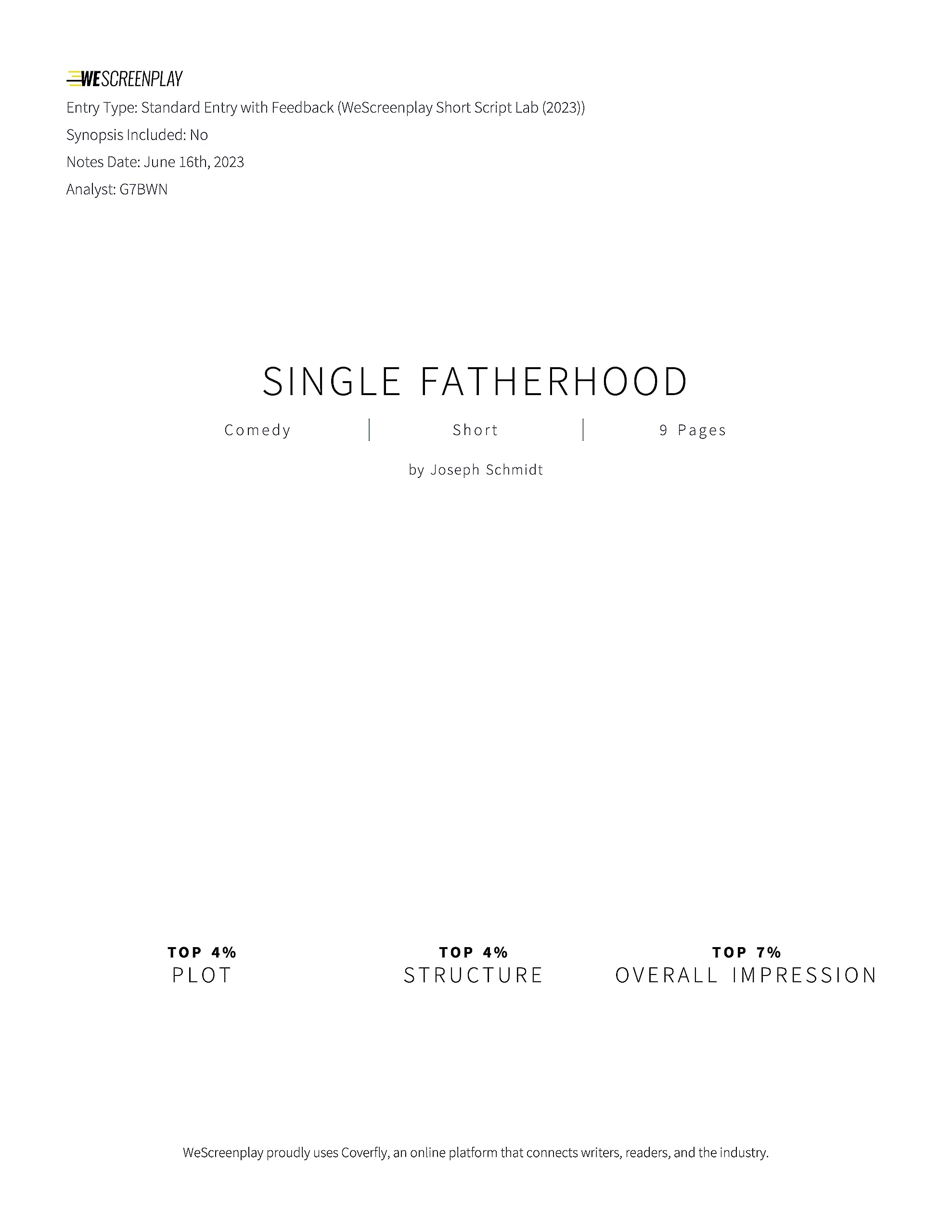 Single Fatherhood: Screenplay
