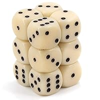 Chessex 25600 Opaque 16mm d6 Dice Block, Ivory and Black