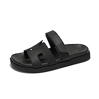100% Genuine Leather Womens Sandals - Memory Foam Slip on Sandals Women Footwear - Womens Fashion Platform Sandals Comfy Mules for Woman with Cut-out Details Sandals (Mayven)