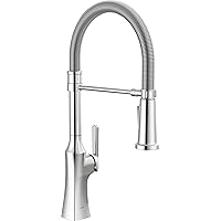 Delta Faucet Ermelo Pro Commercial Style Kitchen Faucet, Kitchen Faucets with Pull Down Sprayer Chrome, Kitchen Sink Faucet, Faucet for Kitchen Sink with Magnetic Docking, Chrome 18887-DST
