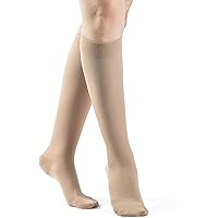 SIGVARIS Women’s Essential Opaque 860 Closed Toe Calf-High Socks 20-30mmHg - Natural Beige - Large Short