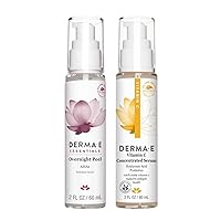 DERMA E Overnight Peel, 2 Fl Oz + Vitamin C Concentrated Serum with Hyaluronic Acid, 2 Oz