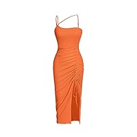 Dress for Women Asymmetrical Neck Drawstring Split Thigh Dress Dress for Women