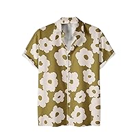 SOLY HUX Men's Floral Print Shirts Button Down Short Sleeve Summer Shirt