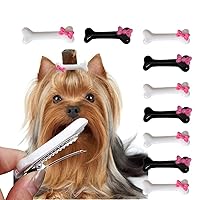 20pcs Dog Hair Clips Bone bow Shaped Snap Pet Hair Barrettes white black Small Snap Hair Clips Dog Hair Accessories for Dog Cat Puppy Pet