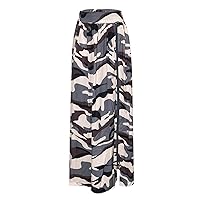 Womens Camouflage Long Skirt High Cut Split Side Maxi Skirts High Waist Vintage Skirt Zipper up Sexy Plus Size Skirt