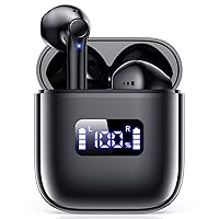 Wireless Earbuds, Bluetooth 5.3 Headphones with LED Digital Display Charging Case, IPX5 Sweatproof Ear buds with Microphone for iPhone Android Phone, In Ear Wireless Earphones for Sports (Black)