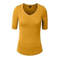 NE PEOPLE Women's 3/4 Elbow Half Length Sleeve V-Neck line T-Shirt (S-3XL)