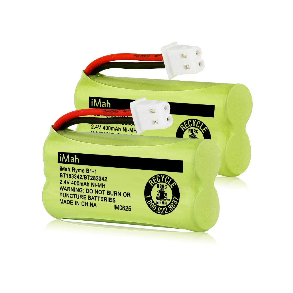 iMah BT183342/BT283342 2.4V 400mAh Ni-MH Battery Compatible with AT&T CL82207 EL52100 EL50003 VTech CS6709 CS6609 CS6409 BL102-3 Handset Replace Battery BT166342 BT266342 BT162342 BT262342, 2-Pack