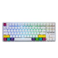 EPOMAKER K870T 87 Keys Bluetooth Wired/Wireless Mechanical Keyboard with RGB Backlit, Type C Cable, 2000mAh Battery, NKRO for Gamer (Red Switch, White)