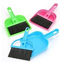 TXIN Set of 3 Mini Dustpan and Broom Set, Pet Cage Broom Brush Dustpan Desktop Sweep Cleaning Brushes for Household Use