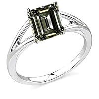 2.56 ct vs1 Emerald Real Moissanite Solitaire Engagement & Wedding Ring Brown Size 7.5