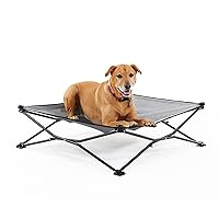 COOLAROO On the Go Cooling Elevated Dog Bed, Portable for Travel & Camping, Collapsible for Storage, Large Grey