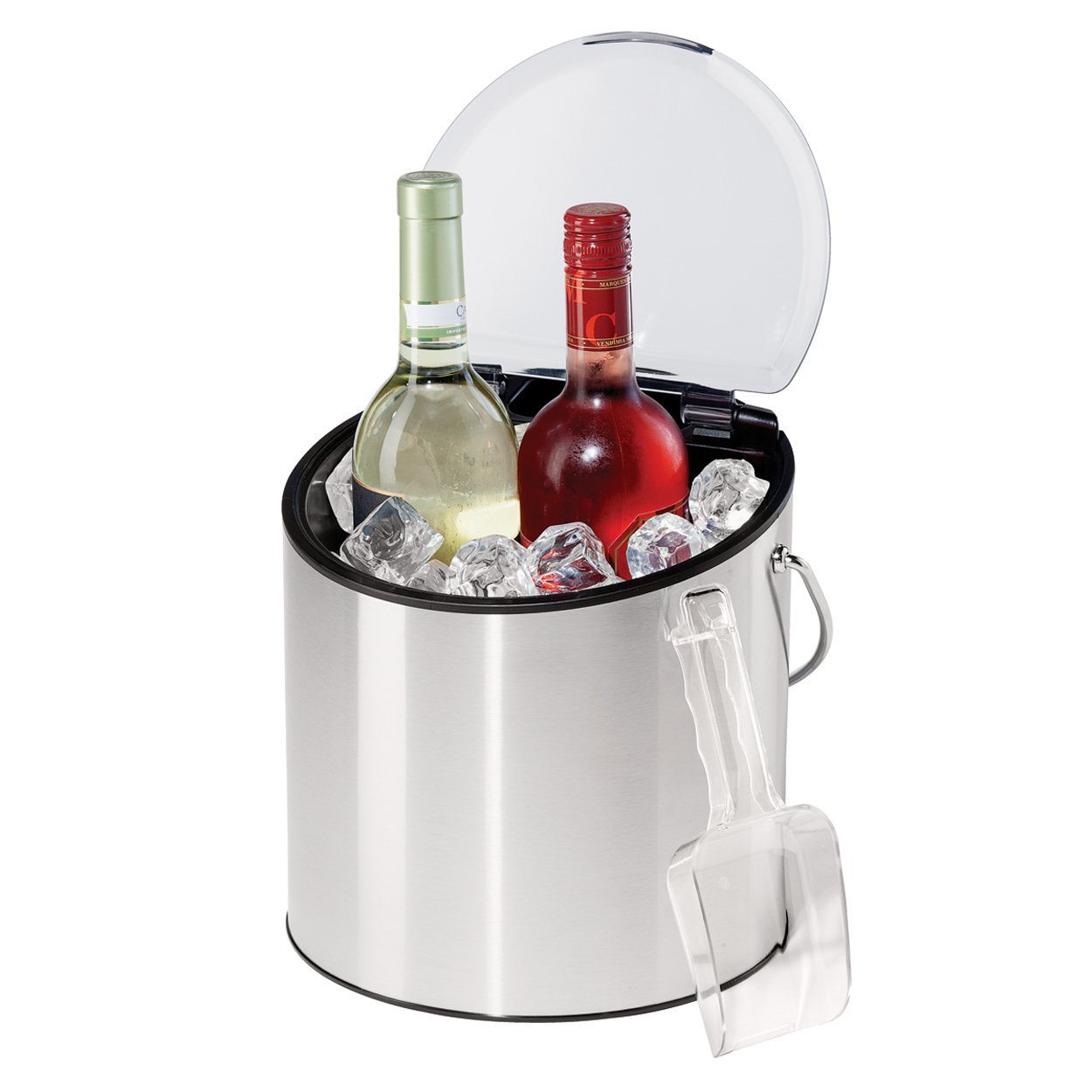 OGGI Wine & Ice Bucket- Ice Bucket with Lid & Ice Scoop, Wine Chiller Bucket, Tabletop Wine Chiller Holds 2 Bottles, Bar Set is Great Addition to Bar Cart or Home Bar Accessories, 4-Quart