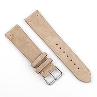 Watchstraps Leather Handmade Watch Strap 18mm 20mm 22mm 24mm Vintage Leather Strap Replacement Tan Beige for Men and Women Watches (Band Color : Beige no Side Wire)