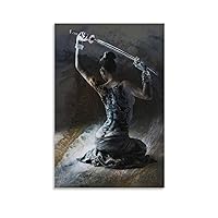 generic Japanese Geisha Wall Arts Black And White Female Samurai Full Body Tattoo Posters Poster Decorative Painting Canvas Wall Art Living Room Posters Bedroom Painting 12x18inch(30x45cm)
