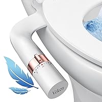 Veken Ultra-Slim Bidet, Non-Electric Dual Nozzle (Posterior/Feminine Wash) Fresh Water Sprayer, Adjustable Water Pressure, Bidets Toilet Seat Attachment, Stainless Steel Inlet (Rose Gold and White)