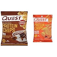 Quest Protein Chips BBQ 22g Protein 130 Cal + Nacho Cheese Tortilla Chips 18g Protein 150 Cal, Gluten Free Baked Snacks