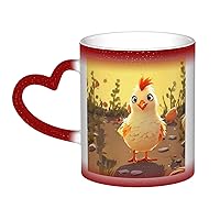 Chicken Chick Print Coffee Mug 13 oz Heat Sensitive Color Changing Mug Cute Ceramic Mug For Women Men