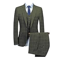 Men's Suit Three-Piece Male Formal Business Plaids Suit for Men's Wedding Party Casual Suits Jacket Vest Pant
