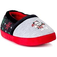 Disney Boy's Mickey Mouse Christmas Holiday Santa Slippers in Holiday Gift Box (Grey/Red/Black, Numberic_7)