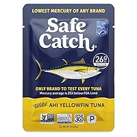 Safe Catch Ahi Tuna Wild Yellowfin Tuna Pouches Low Mercury Tuna Fish Steak Gluten-Free Keto Food Non-GMO Kosher Paleo-Friendly Protein Every Pouch Of Tuna Is Tested No Water Oil Tuna, Pack of 12