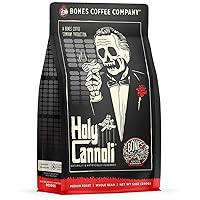 Bones Coffee Company Holy Cannoli Flavored Whole Coffee Beans Cannoli Flavor | 12 oz Medium Roast Arabica Low Acid Coffee | Gourmet Coffee (Whole Bean)