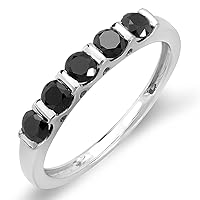 Dazzlingrock Collection 0.75 Carat (ctw) Round Black Diamond Ladies Anniversary Wedding Stackable Ring 3/4 CT, Sterling Silver