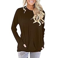 Womens Casual Tops,Long Sleeve Plus Size Sweatshirt Tee Solid Baggy Soft Pullover Fashion Outdoor Blouse T-shirt