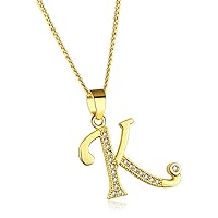 YOUFENG 18K Gold Initial Letter Pendant Necklace for Women A-Z Alphabet Cubic Zirconia Personalized Name Necklaces Gift for Her