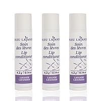 Bleu Lavande - Natural Lavender Lip Conditioner – Stick Lip Balm Repairs, Moisturizes & Protects - Soothes Chapped Lips & Restores Hydratation - Olive Oil & Shea Butter Base Lip Care - 4.2g - 3 Pack
