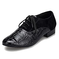 Men's Fashion Lace-up Alligator Print Social Tango Samba Practice Ballroom Latin Modern Dance Shoes