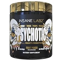 Insane Labz Psychotic Gold, High Stimulant Pre Workout Powder, Extreme Lasting Energy, Focus, Pumps and Endurance with Beta Alanine, DMAE Bitartrate, NO Booster