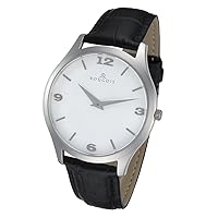 Gentry Series White Dial Stainless Steel Watch with Leather Band