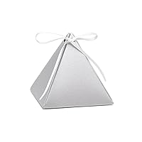 25-Count Pyramid Favor Boxes, 3-Inch, Silver Shimmer