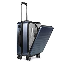 Traveler's Choice Mykel Front Pocket Polycarbonate Hardside Luggage with Laptop Sleeve and Ergonomic Handle, Navy, Carry-On 22-Inch