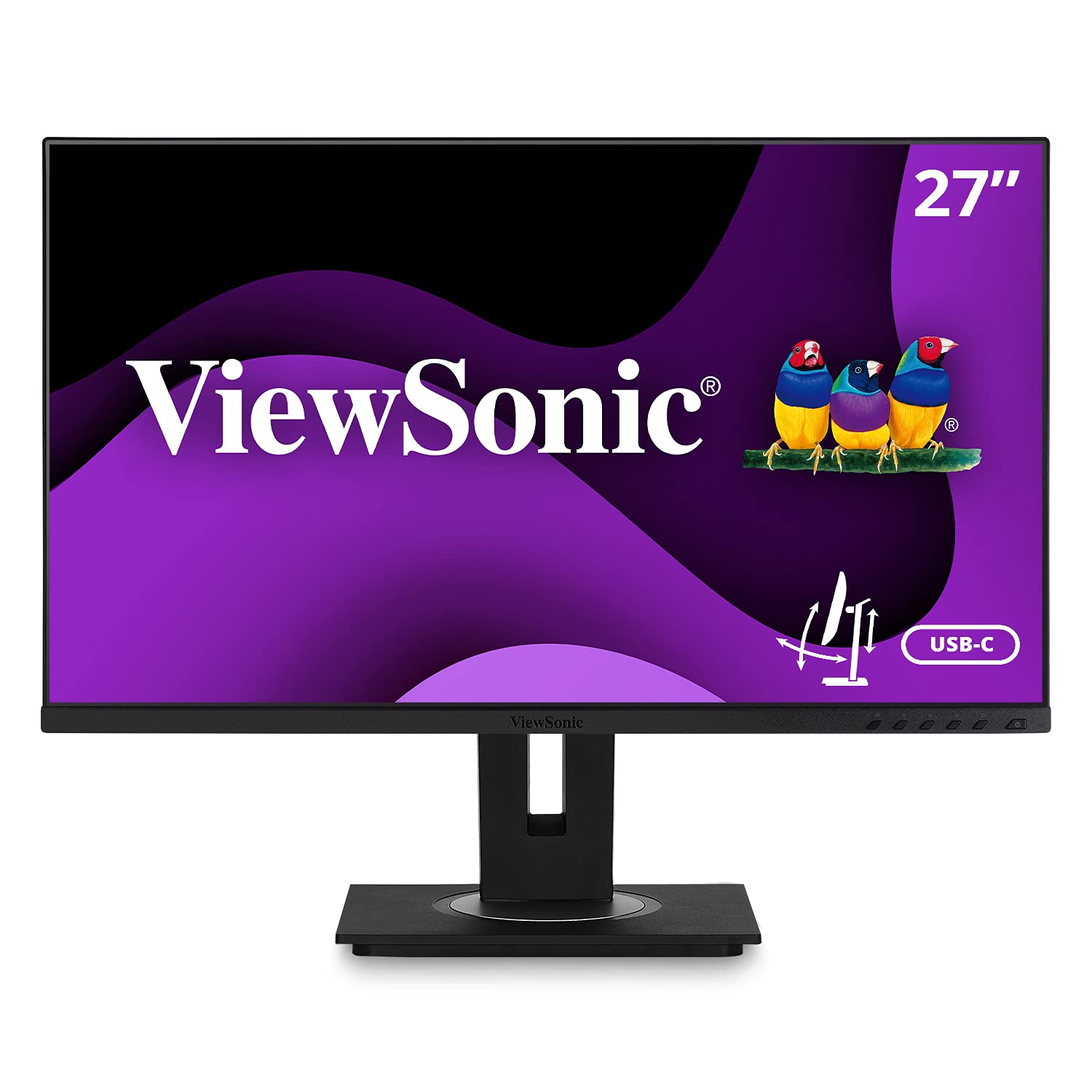 ViewSonic VG2755 27 Inch IPS 1080p Monitor with USB 3.1 Type C HDMI DisplayPort VGA and 40 Degree Tilt Ergonomics for Home and Office Black