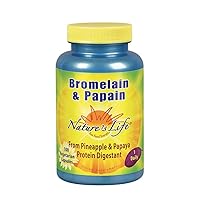 Nature's Life Bromelain & Papain | Proteolytic Enzymes for Digestive Support & Comfort | from Pineapple & Papaya | 250mg Ea | 100 Vegetarian Capsules