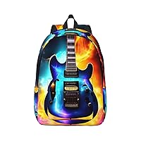 Magic Electric Guitar Print Canvas Laptop Backpack Outdoor Casual Travel Bag Daypack Book Bag For Men Women