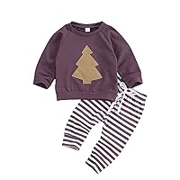 Seyurigaoka Christmas Baby Boy Girl Outfit Unisex Xmas Fall Winter Santa Sweatshirt Top+Pants Set Toddler Christmas Clothes