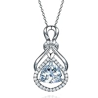 2.3ct Natural Trillion Cut Aquamarine 14k White Gold Diamond Pendant 925 Sterling Silver Necklace Chain