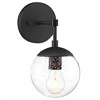 Design House 588871-BLK Gracelyn Modern Indoor Dimmable 1-Light Wall Light with Clear Seedy Glass Globe Shade for Kitchen Hallway Bedroom Bathroom, Matte Black